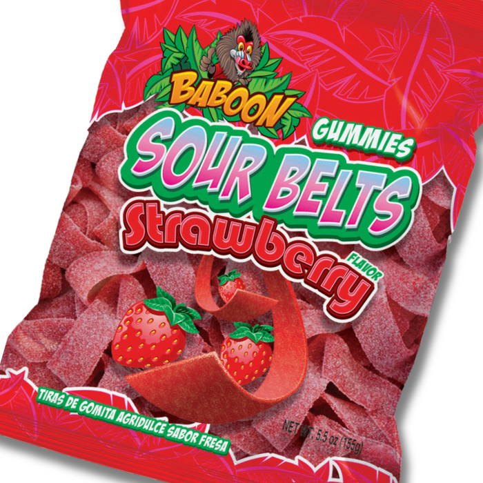 Baboon Strawberry Sour Belts | Pack of 6